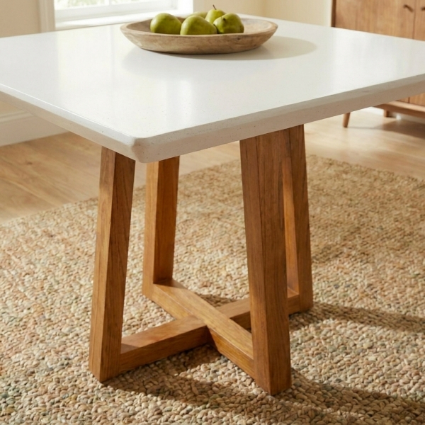 Mesa de Jantar 6 Lugares Jasmin Retangular - Off White/Imbuia
