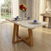 Mesa de Jantar 6 Lugares Coimbra Tampo de Vidro - Off White/Nature