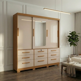 Guarda-Roupa Casal Athenas 3 Portas 9 Gavetas