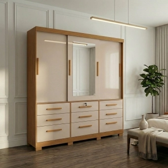 Guarda-Roupa Casal Athenas 3 Portas 9 Gavetas