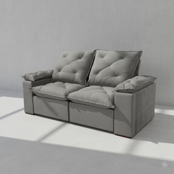 Sofá Retrátil e Reclinável Grécia com Pillow Top - Cinza