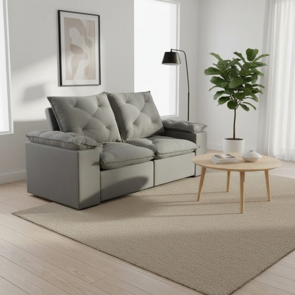 Sofá Retrátil e Reclinável Grécia com Pillow Top - Cinza