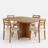 Conjunto Mesa Jantar Bosque 90x90 Nogal 4 Cad
