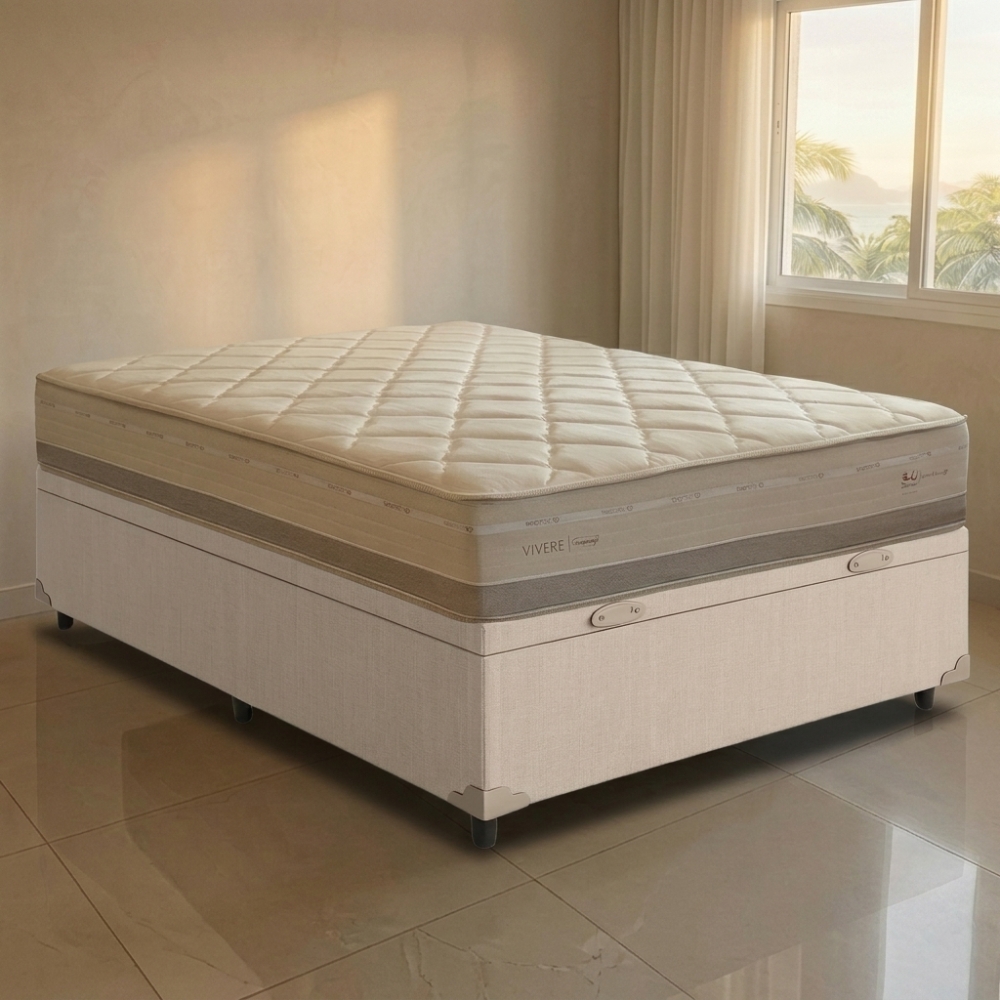 Conjunto Cama Box Baú Casal Vegas 138x188 Palha