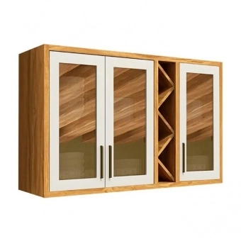 Armário Aéreo de Cozinha Andira 1.20m com Porta Vidro Reflecta