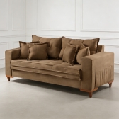 Sofá Living Évora 2,00m Bege Assento D28 Soft e Molas - Marrom