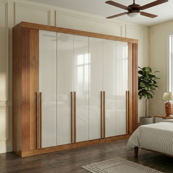 Guarda-Roupa Casal Ripado Boston 8 Portas 8 Gavetas 100% MDF