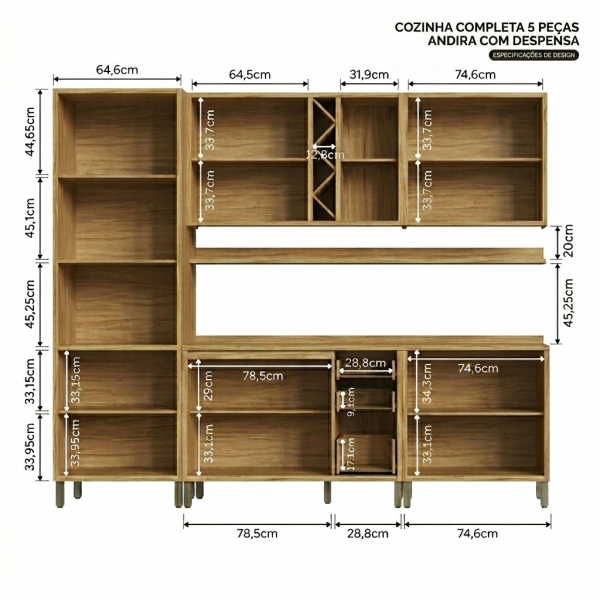 Cozinha Completa Andira 5 Peças com Paneleiro
