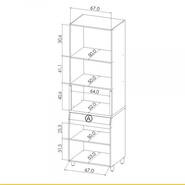 Paneleiro Simone Mendes 4 Portas Ripadas 1 Gaveta 70cm 100% MDF - Carvalho/Greige