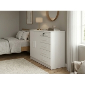 Cômoda Columbus 5 Gavetas com Tampo 25mm e Chave - Branco