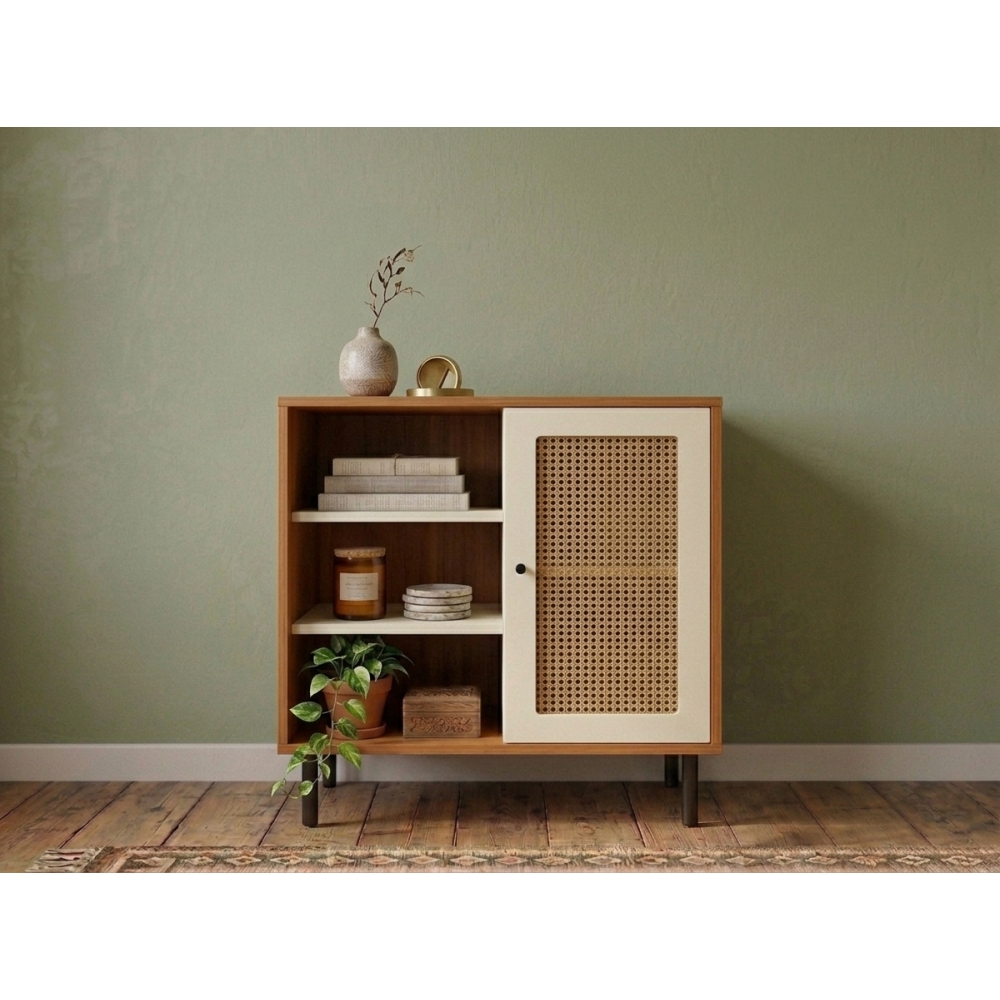 Buffet Aparador Frida com Porta em Palhinha - Cinamomo/Off White