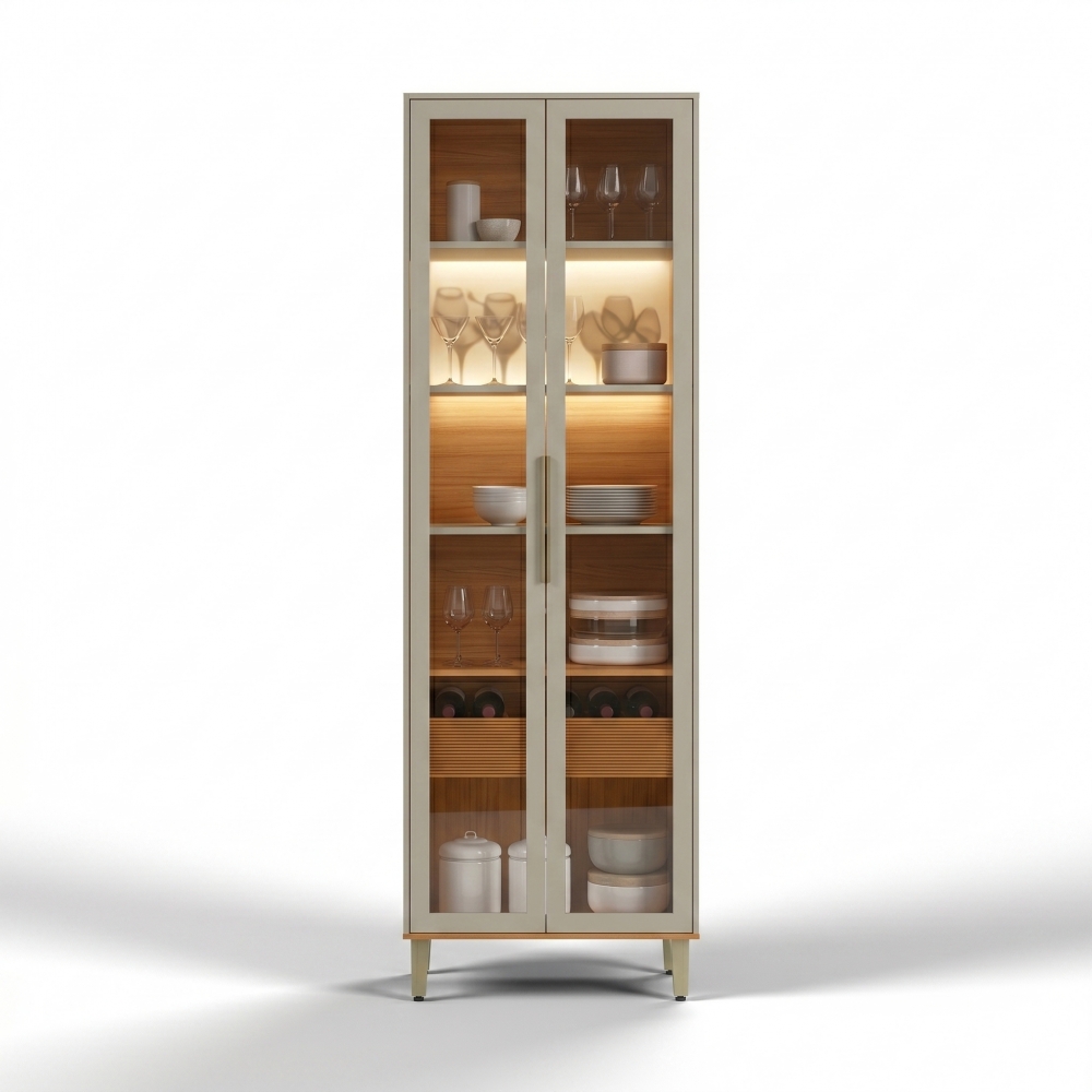 Cristaleira Palma 2 Portas com Vidro com LED