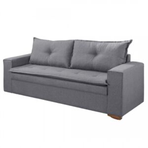 Sofá Le Mans 3 Lugares - Veludo Cinza - 210cm