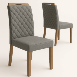 Cadeira Bragança - Veludo luxo Cinza - Kit com 2 Unidades