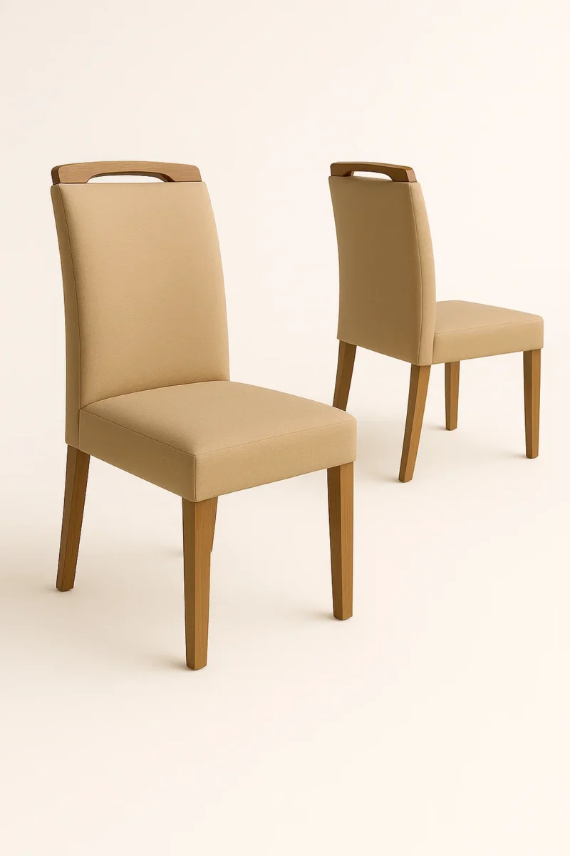 Mesa Segovia Off White com 4 cadeiras Veludo Bege
