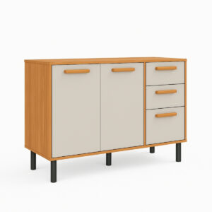 Balcão de Cozinha Júpiter 3 Portas 2 Gavetas – Cinamomo/Off White – 1,20 m