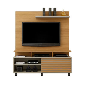 Home com suporte TV até 60 polegadas e com rodinhas Nobre - Cinamomo / Off White
