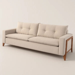 Sofá 3 lugares Madri - Chenille Bouclê Creme - 216cm