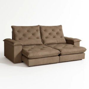 Sofá Rétratil e Reclinável Havana - Veludo luxo marrom - 230cm