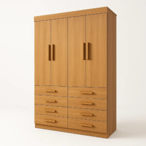 Guarda-roupa 4 portas 8 gavetas Austin Cinamomo - 160x230