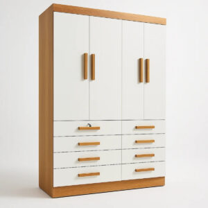 Guarda-roupa 4 portas 8 gavetas Austin Cinamomo/Off White - 160x230