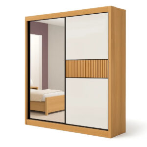 Guarda-roupa Ripado 2 Portas 3 Gavetas Houston Cinamomo/Off White - 230x185