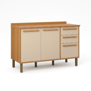 Balcão de cozinha 2 portas 3 gavetas Diamantina- Cinamomo/Off White - 120x95