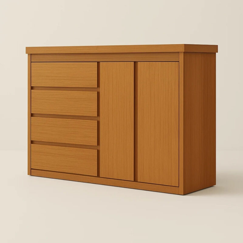 0001 7853 Comoda 100% MDF Palidoro 2 Portas 4 Gavetas - Rubi