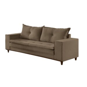 Sofá Zafira 3 Lugares linho marrom – 220cm
