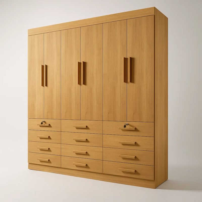 3 6 Guarda-roupa 6 portas 12 gavetas Austin - Cinamomo - 2,40 m