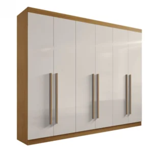 Guarda-roupa 6 portas 6 gavetas New Athos Cinamomo/Off White - 2,78x240