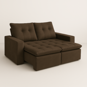 Sofá Retrátil e Reclinável Liverpool Veludo luxo Marrom Claro -180x150
