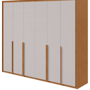 Guarda-Roupa 6 Portas 8 Gavetas Virtus Amendoa/Off White – 274x240