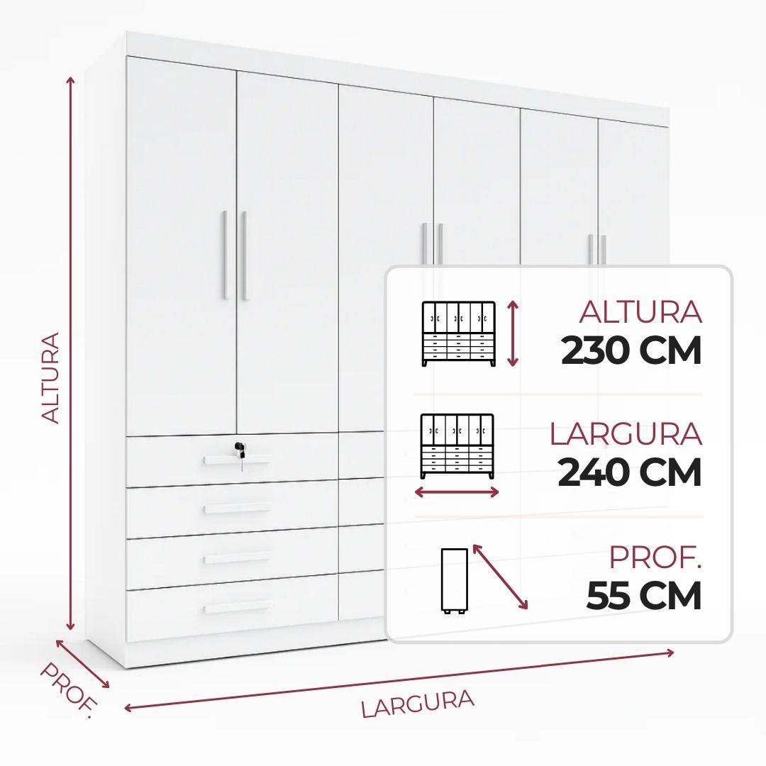 Guarda-roupa Austin 6 portas 12 gavetas cinamomo_off white (2)