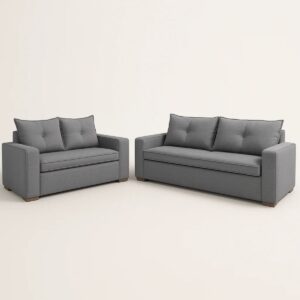 Conjunto de sofá 2 e 3 lugares Le Mans - Veludo Cinza