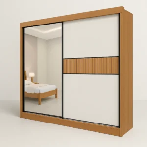Guarda-Roupa Ripado Fresno – 2 Portas e 6 Gavetas – Cinamomo/Off White/Cinamomo – 100% MDF