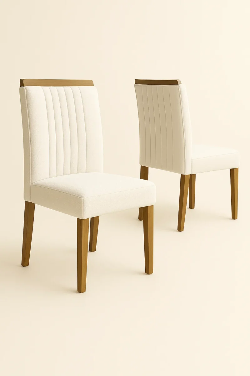 Mesa de jantar marmorizada Dallas 90×90 com 4 cadeiras de Boucle Branco