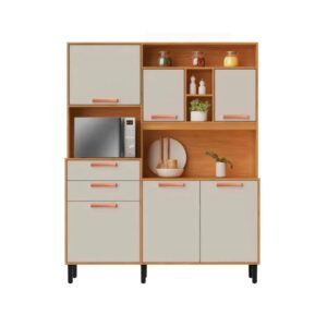 Kit Cozinha 6 Portas e 2 Gavetas Júpiter Cinamomo/Off White - 1,60 m