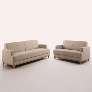 Conjunto de Sofá 2 e 3 Lugares Roma - Linho Bege