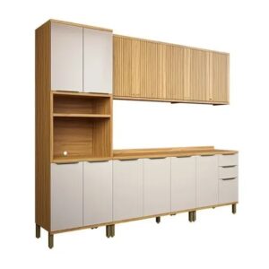 Conjunto de Cozinha 5 Peças Pandora – 2,70 m – Amendoa/Off White