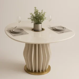 Mesa de Jantar Luar Orgânica Off White – 136x136