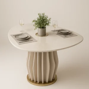Mesa de Jantar Luar Orgânica Off White – 136x136