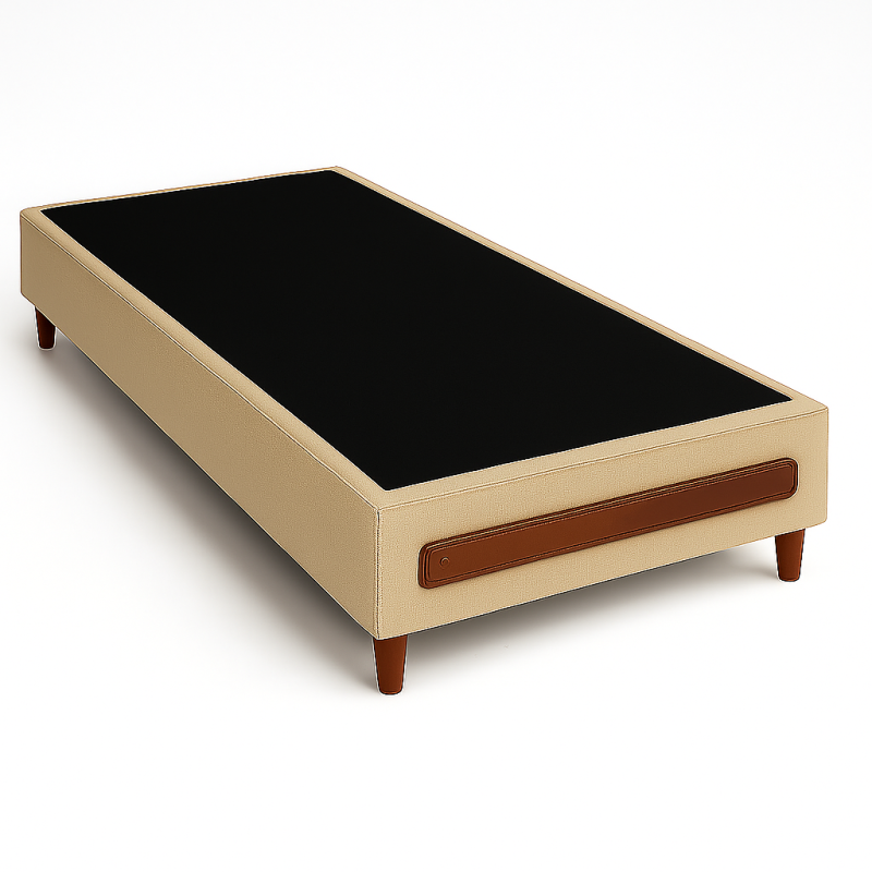 20250729 0842 Cama com Detalhes Bege remix 01k1azpb06e1ys2rhm2myescse Base Box Solteiro Itália - Bege/Marrom