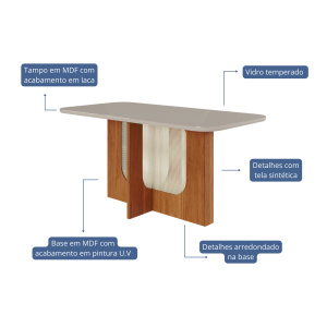 7908460012331 TECNICA MESA LOUISE 160 CINAMOMO OFF WHITE Home
