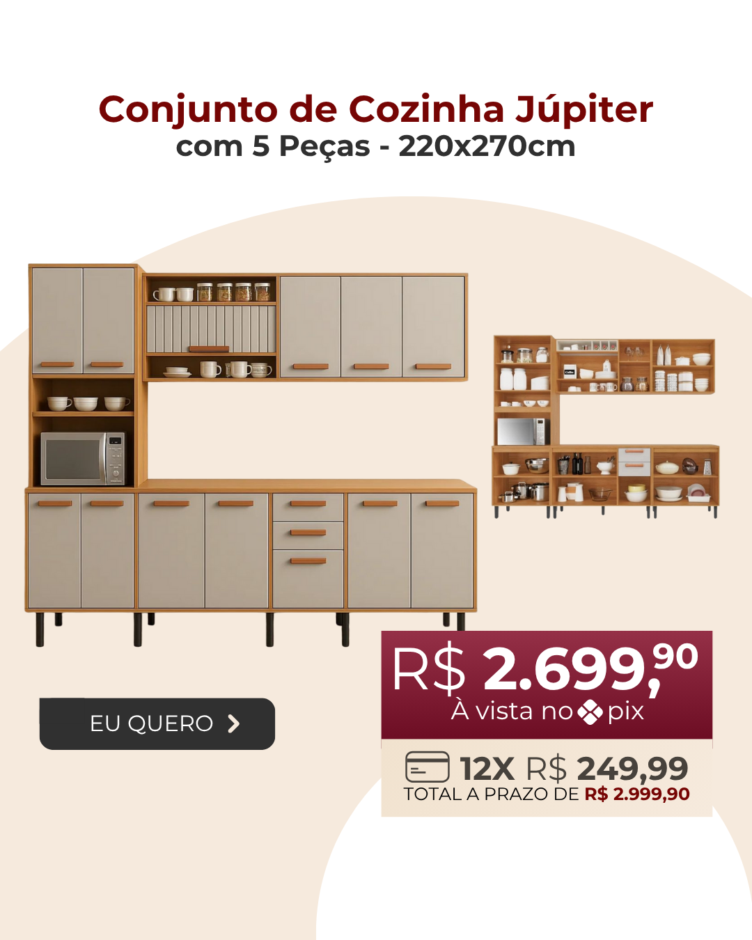 Conjunto de Cozinha Jupiter com 5 Pecas Home