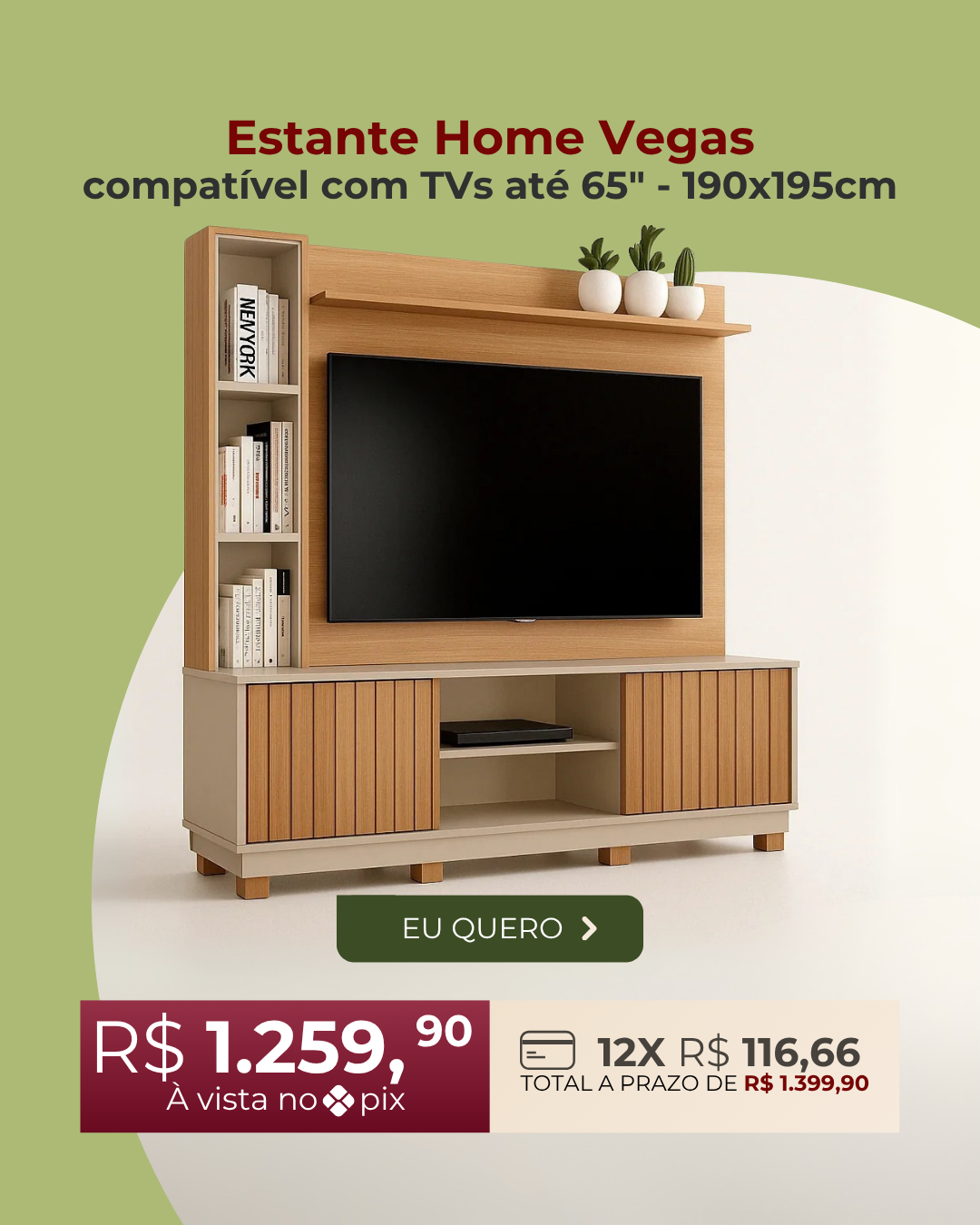 Home Vegas compativel para TVs ate 65 Home