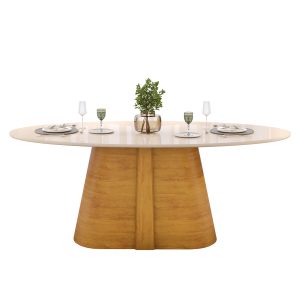 Mesa de Jantar 218x108 Celeste Organica - Off White/Cedro