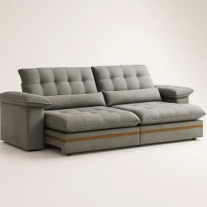 Sofá Retrátil e Reclinável 250 cm Porto - Cinza