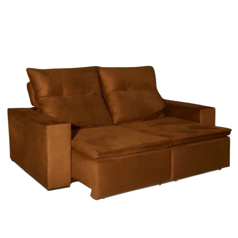 sofa 2 pessoas Sofá Retrátil e Reclinável 2 lugares Grécia - Veludo Marrom