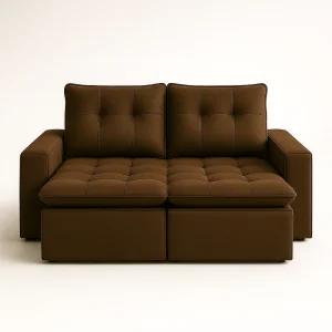Sofá Retrátil e Reclinável Liverpool 180x150 -  Veludo luxo Marrom Claro